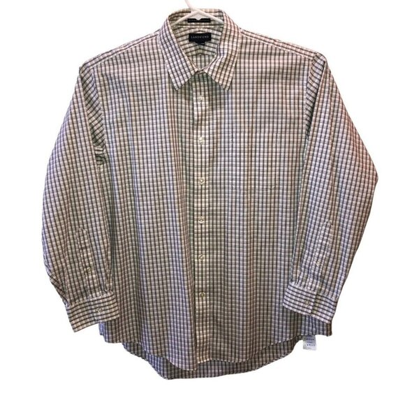 Lands End Mens Size 17.5 34 Non Iron Pinpoint Oxford Long Sleeve Button Up Shirt - Picture 2 of 11